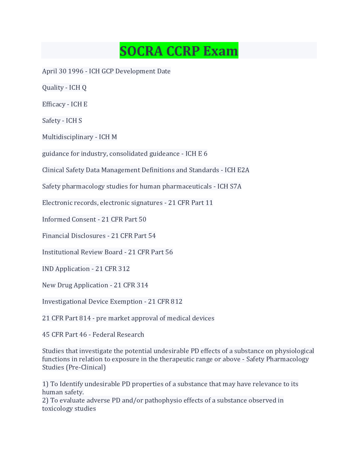 Preview image for SOCRA CCRP Exam (Newest Version 2023/2024) Complete Solutions